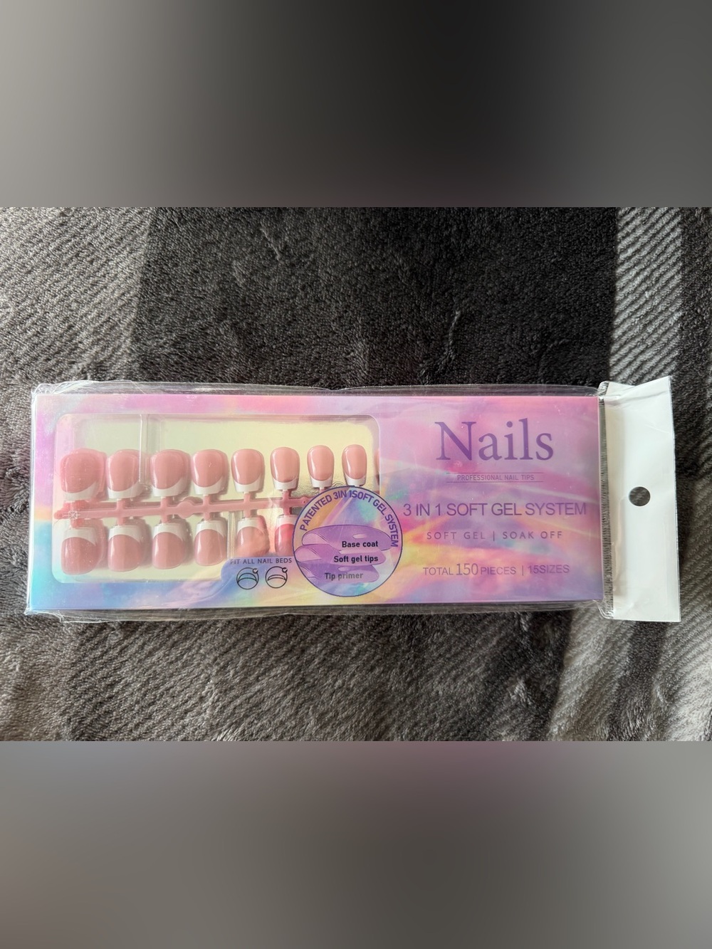 Press-On Nails Set — Pink French Tip Short Square Shape